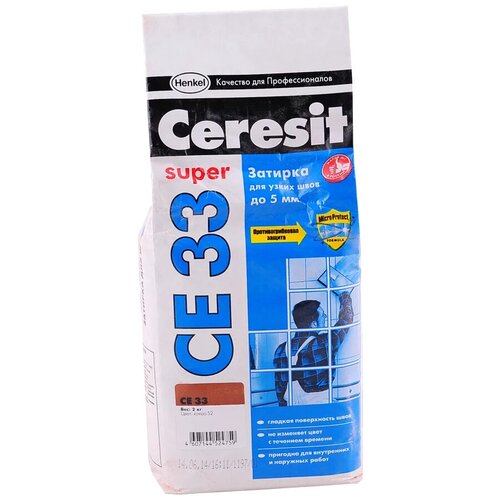 Затирка Ceresit CE 33 Super, 2 кг, какао 52 затирка ceresit ce 33 super 2 кг мята 64