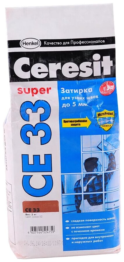 Затирка для швов 2-5 мм Super №52, какао Ceresit CE-33 какао