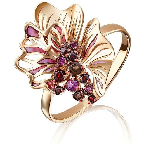 фото Платина кольцо из красного золота с гранатом и кварцем 01-5079-00-705-1110-57