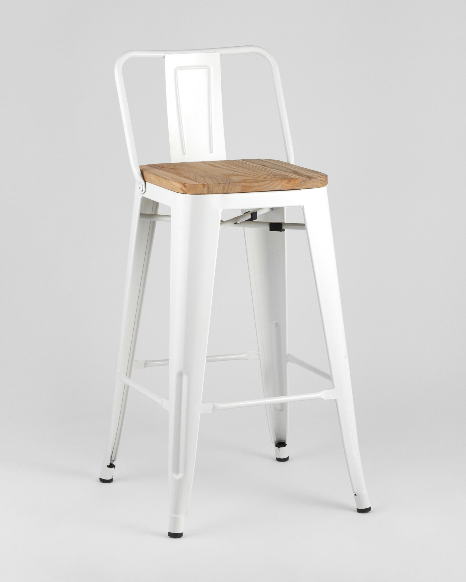 Стул STOOL GROUP Tolix Wood, металл, цвет: белый глянцевый/светлое дерево - фотография № 15