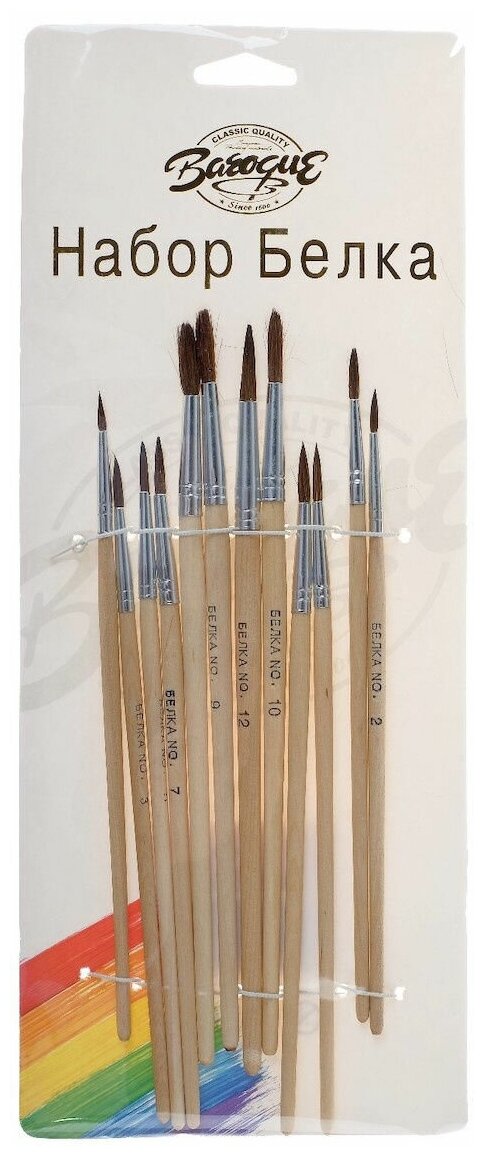 фото Ukid MARKET Набор кистей, кисти, кисти для рисования "Белка" круглые, 12 шт