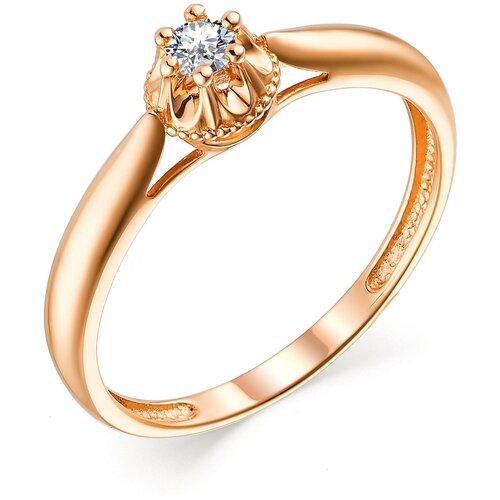 фото Алькор кольцо с 1 бриллиантом из красного золота 13532-100, размер 17