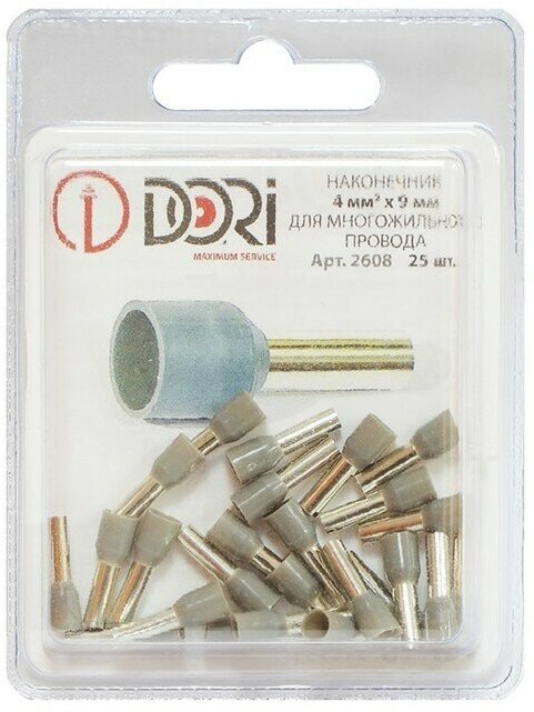наконечник втулочный изолированный 4 кв мм 25 шт DORI - фото №6