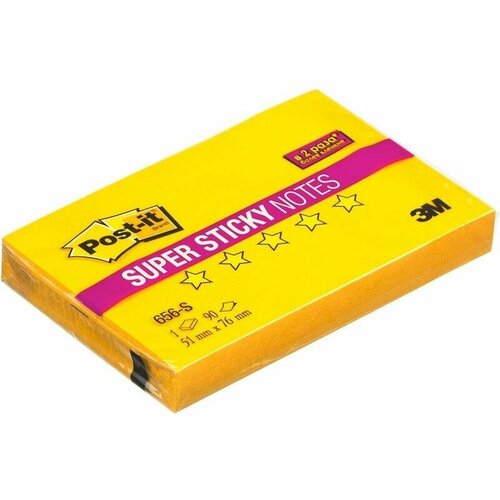 Стикеры Post-it Super Sticky 76х51 мм неоновые желтые (1 блок, 90 листов)
