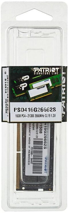 Модуль памяти PATRIOT Signature DDR4 - 16Гб 2666, SO-DIMM, Ret - фото №4