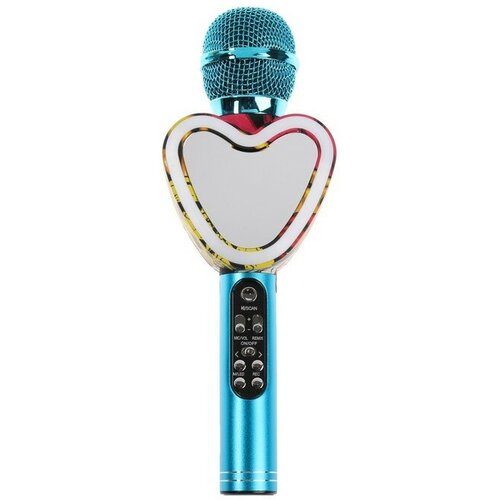 Микрофон для караоке Q5, 3 Вт, 1800 мАч, Bluetooth, FM, microSD, синий 9365039 .