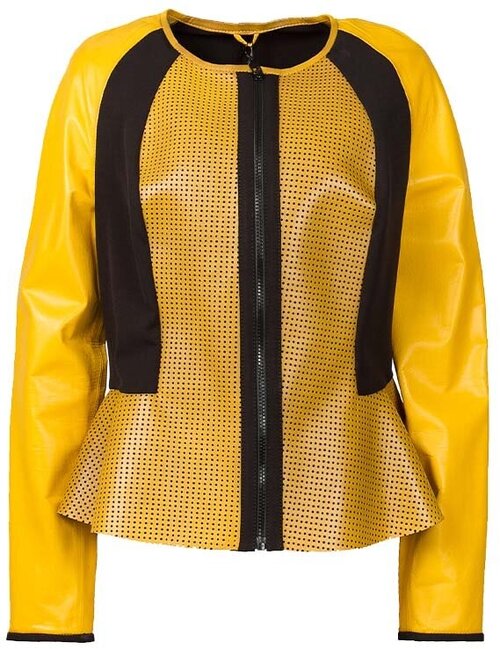 Кожаная куртка  Sussex, средней длины, размер 46, желтый