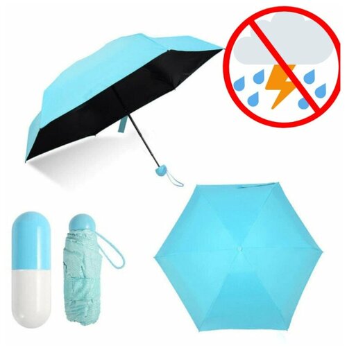 Мини-зонт koreayar, механика, 2 сложения, купол 85 см, синий