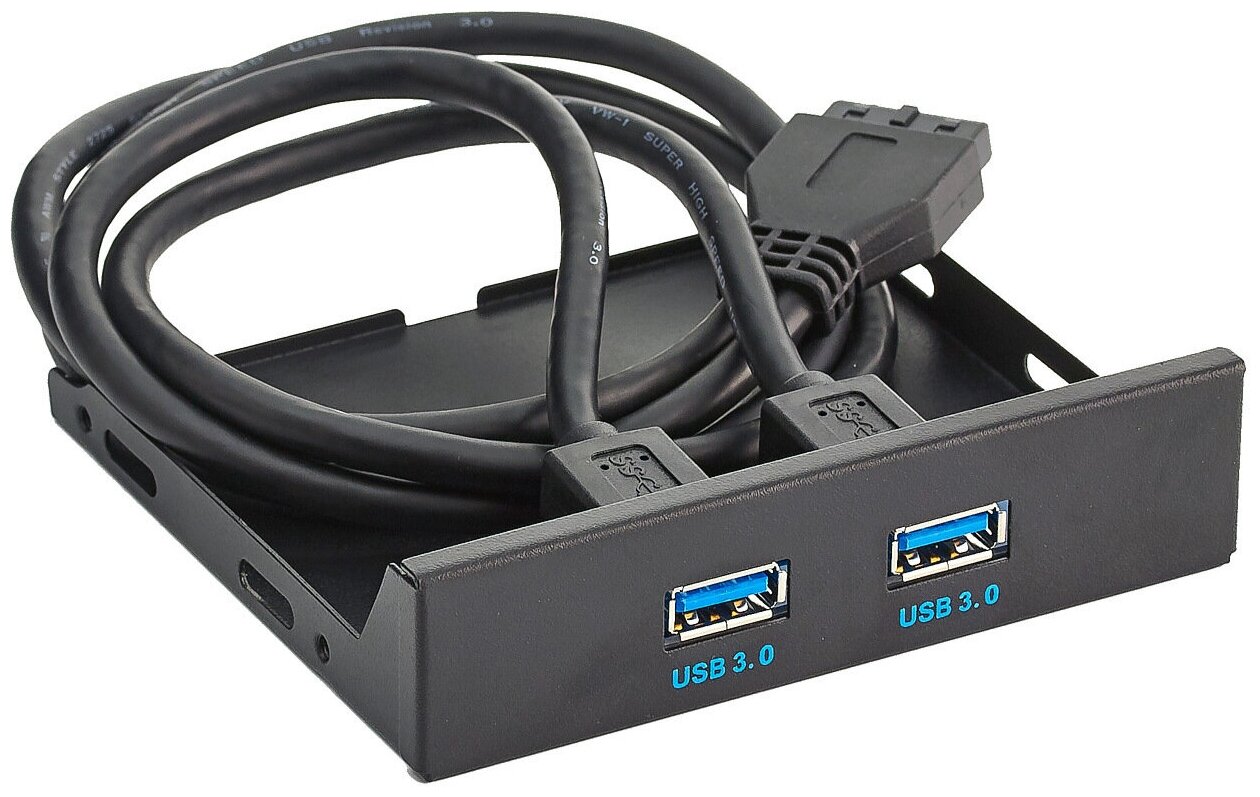 EXEGATE USB-концентраторы EX280446RUS Планка USB на переднюю панель U3H-615, 3,5", 2 USB 3.0, черная, подсоединение к мат. плате