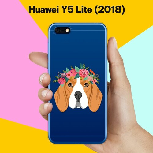 Силиконовый чехол Бигль с цветами на Huawei Y5 Lite (2018)