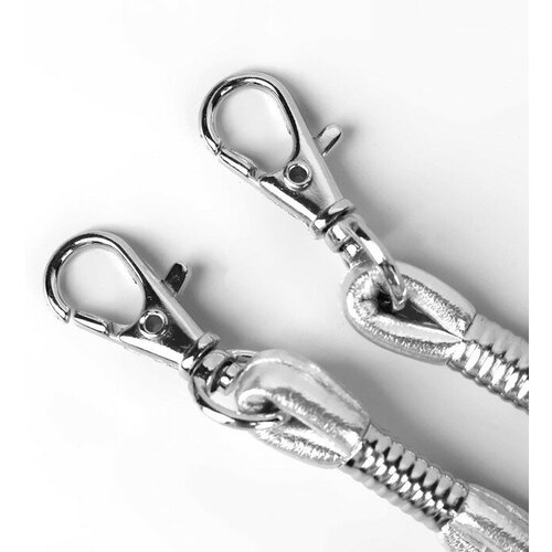 Ручка-шнурок для сумки, с карабинами, 120 х 0,6 см, цвет серебряный 2 шт.