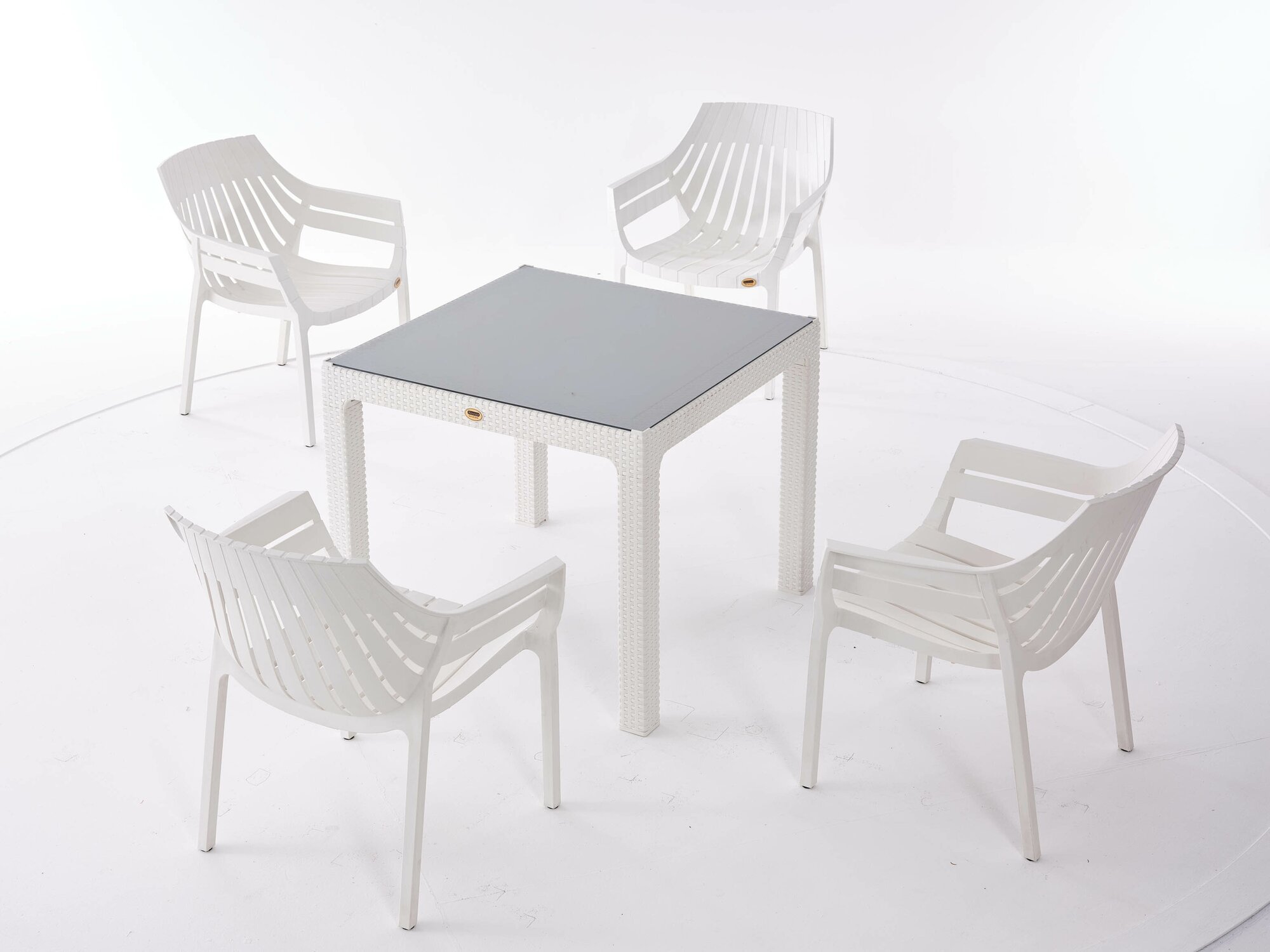 Стол квадратный, 90*90 см, RATTAN, белый, арт. SPT-R003 бел - фотография № 2