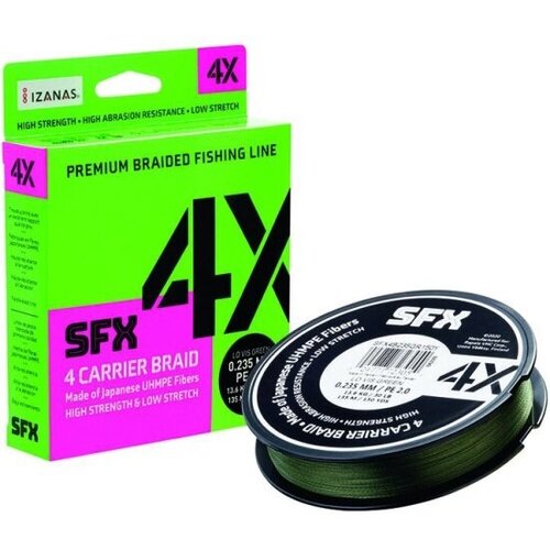 леска плетеная sufix sfx 4x 300м разноцветная 0 285 мм 18 кг pe 3 Леска плетеная SFX 4X зеленая 135 м 0.165 мм 8.6 кг PE 1 SFX4B165GR150Y