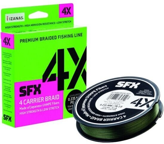 Леска плетеная SFX 4X зеленая 135 м 0.165 мм 8.6 кг PE 1 SFX4B165GR150Y - фотография № 1