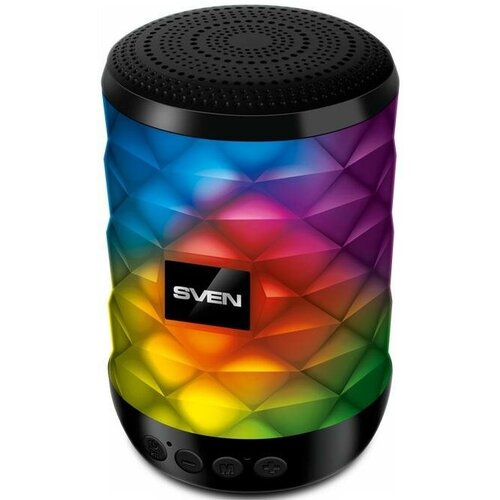 Мобильные колонки SVEN PS-55 1.0 чёрные (5W, mini Jack, USB, Bluetooth, FM, micro SD, подсветка, 600 мA)