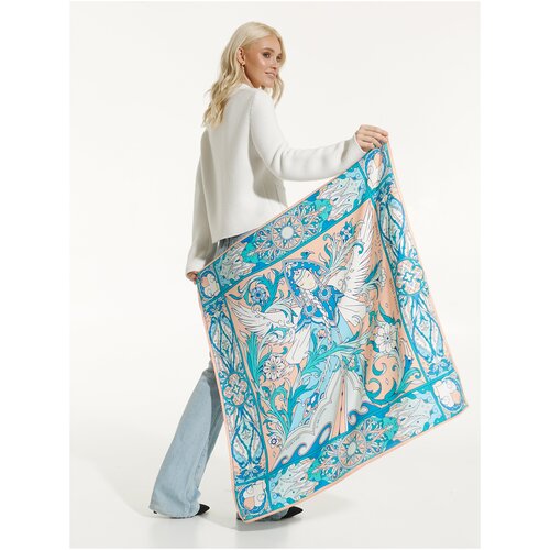 фото Платок женский на голову, на шею русские в моде "царевна лебедь" храма, крещения, палантин русский теплый, шейный шелковый платок, косынка, 90х90 см русские в моде by nina ruchkina