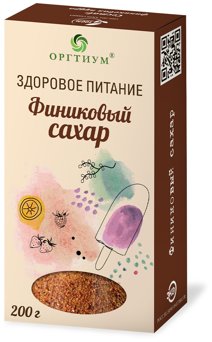 Сахар Оргтиум Сахарозаменитель Финиковый сахар, 200 г - фото №1