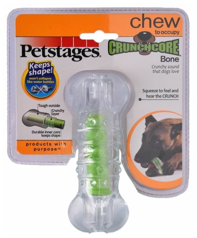 Petstages игрушка для собак "Хрустящая косточка" резиновая 12 см средняя - фотография № 13