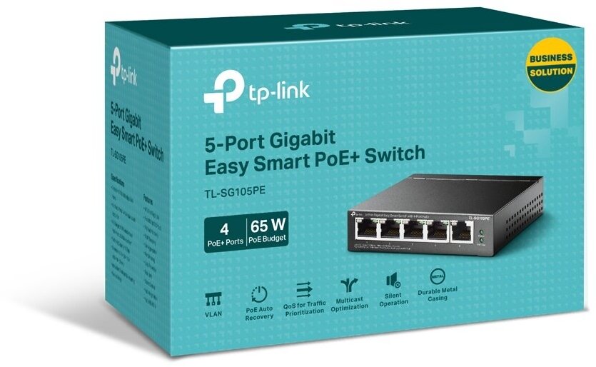 TP-Link TL-SG105PE Easy Smart гигабитный 5-портовый коммутатор с 4 портами PoE+