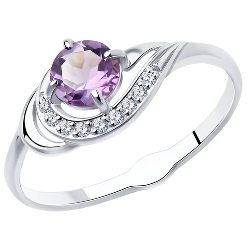 Кольцо Diamant, серебро, 925 проба, фианит, аметист, размер 18 подвеска цветок с аметистом и фианитами из серебра с позолотой