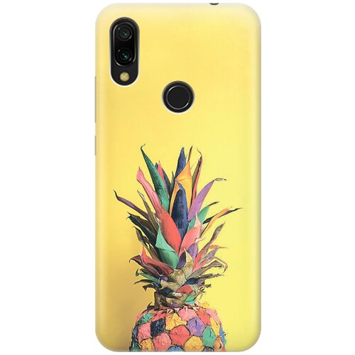 фото Силиконовый чехол на xiaomi redmi 7 / сяоми редми 7 с принтом "ананас на желтом" gosso