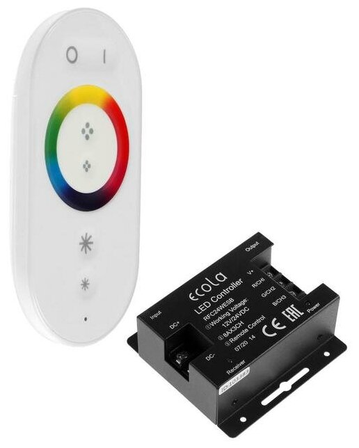 Ecola LED strip RGB RF controller 24A 288W 12V (576W 24V) с кольцевым сенсорным белым радиопультом