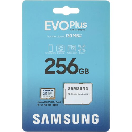 Карта памяти Samsung EVO Plus 256GB microSDHC Class 10 (MB-MC256KA/CN)