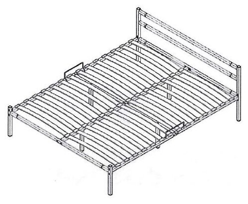 Кровать металлическая разборная Элимет 160*200см с опорами и спинкой компакт