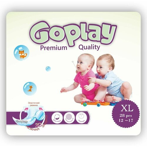 Подгузники GoPlay Premium Quality XL (12-17 кг), упаковка 28 шт