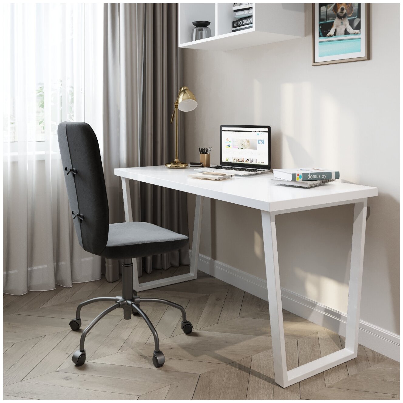 Письменный стол домус СП013 белый/металл белый (120 см)