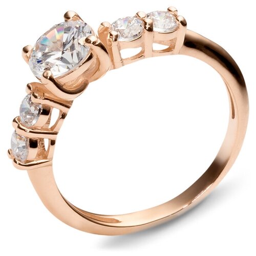 фото Эстет кольцо с 5 фианитами из красного золота 01к114878, размер 16