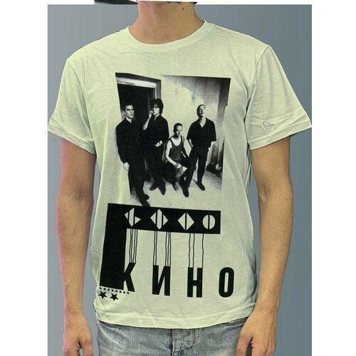 фото Футболка мужская белая молочный оттенок из хлопка с dtf принтом музыка виктор цой - 439 будь на стиле