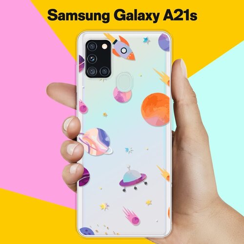 Силиконовый чехол Узор из планет на Samsung Galaxy A21s жидкий чехол с блестками тотем из голов на samsung galaxy a21s самсунг галакси a21s