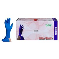 Перчатки смотровые SFM High-risk Latex повышенной прочности, 25 пар, размер: L, цвет: синий