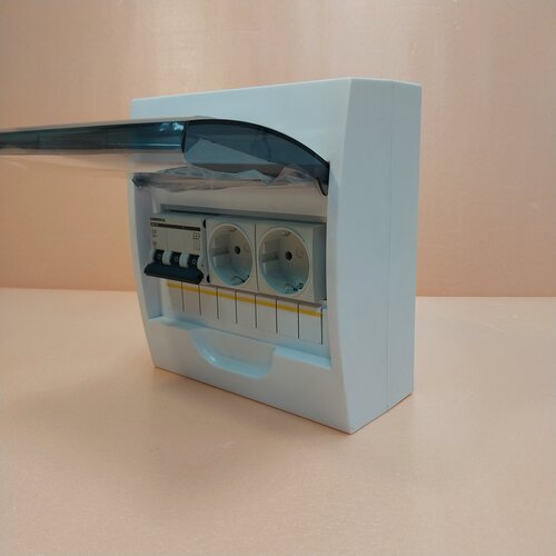 Изображение товара Щит распределительный строительный. Трехфазный. 25А (15 кВт). ЩСт. ЭП-3-25А-2 IP41 пластик с розетками на Din.