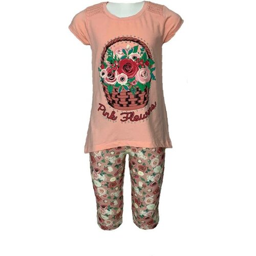фото Комплект одежды , футболка и брюки, повседневный стиль, размер 98, розовый pink