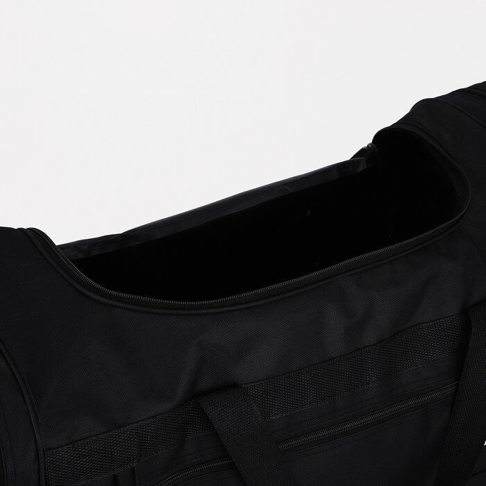 Сумка спортивная, 3 отдела на молниях, наружный карман, длинный ремень, цвет чёрный - фотография № 6