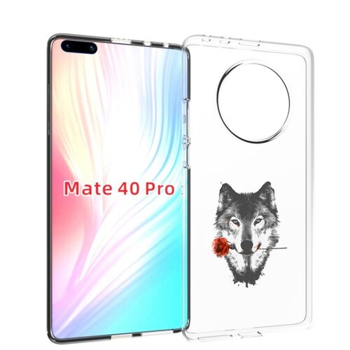 Чехол MyPads волк с розой для Huawei Mate 40 Pro (NOH-NX9) задняя-панель-накладка-бампер