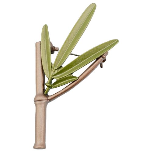 фото Брошь бижутерная бамбук (замок-булавка, зеленый) 51802 otokodesign