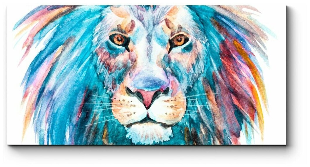 Модульная картина Радужный лев, акварель 140x70