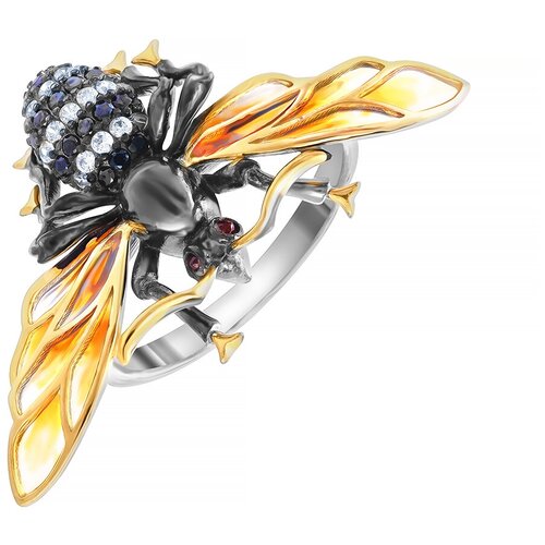 фото Кольцо из серебра 925 пробы с гранатами, перидотами и шпинелью yr01594_ko_gr_pd_sp_bj element47