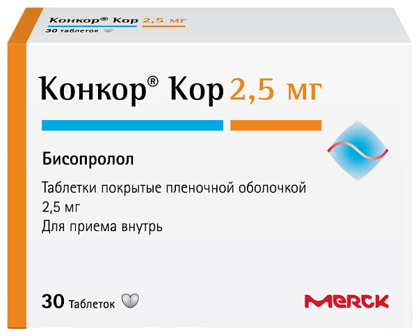 Конкор Кор таб. п/о плен., 2.5 мг, 30 шт.