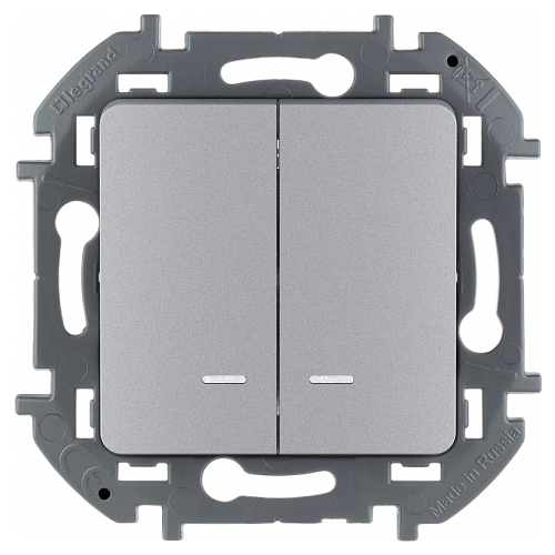 Выключатель двухклавишный, с подсветкой алюминий 673632 LEGRAND INSPIRIA двухклавишный выключатель legrand 782302
