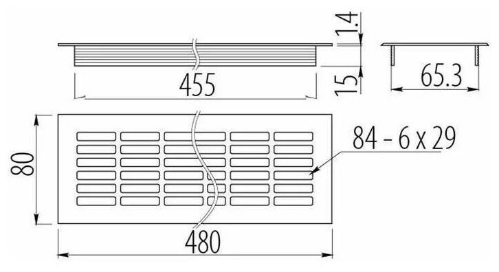 Решетка вентиляционная 480х80 мм, белая - фотография № 2