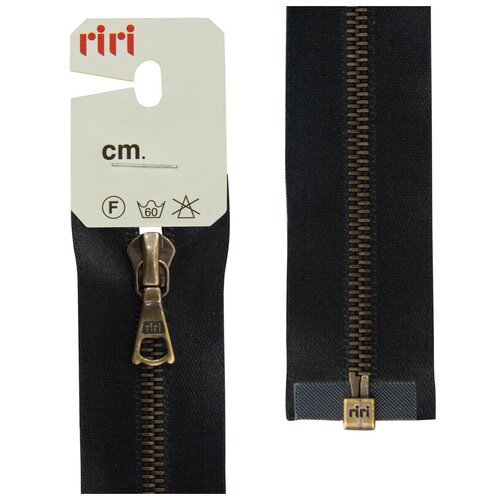 фото Молния металл, am, разъёмная 1 замок, на атласной тесьме, 4 мм, 65 см, цвет 2110, черный riri