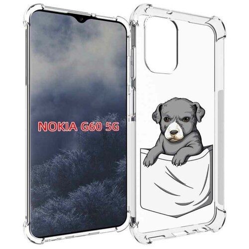 Чехол MyPads собачка в кармане для Nokia G60 5G задняя-панель-накладка-бампер