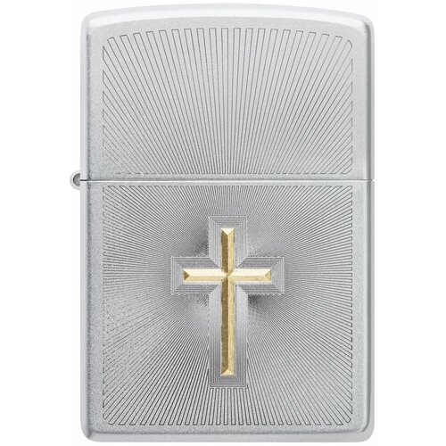 Оригинальная бензиновая зажигалка ZIPPO Classic 48581 Cross Design с покрытием Satin Chrome - Крест газовая зажигалка zippo flexible neck satin chrome 121353