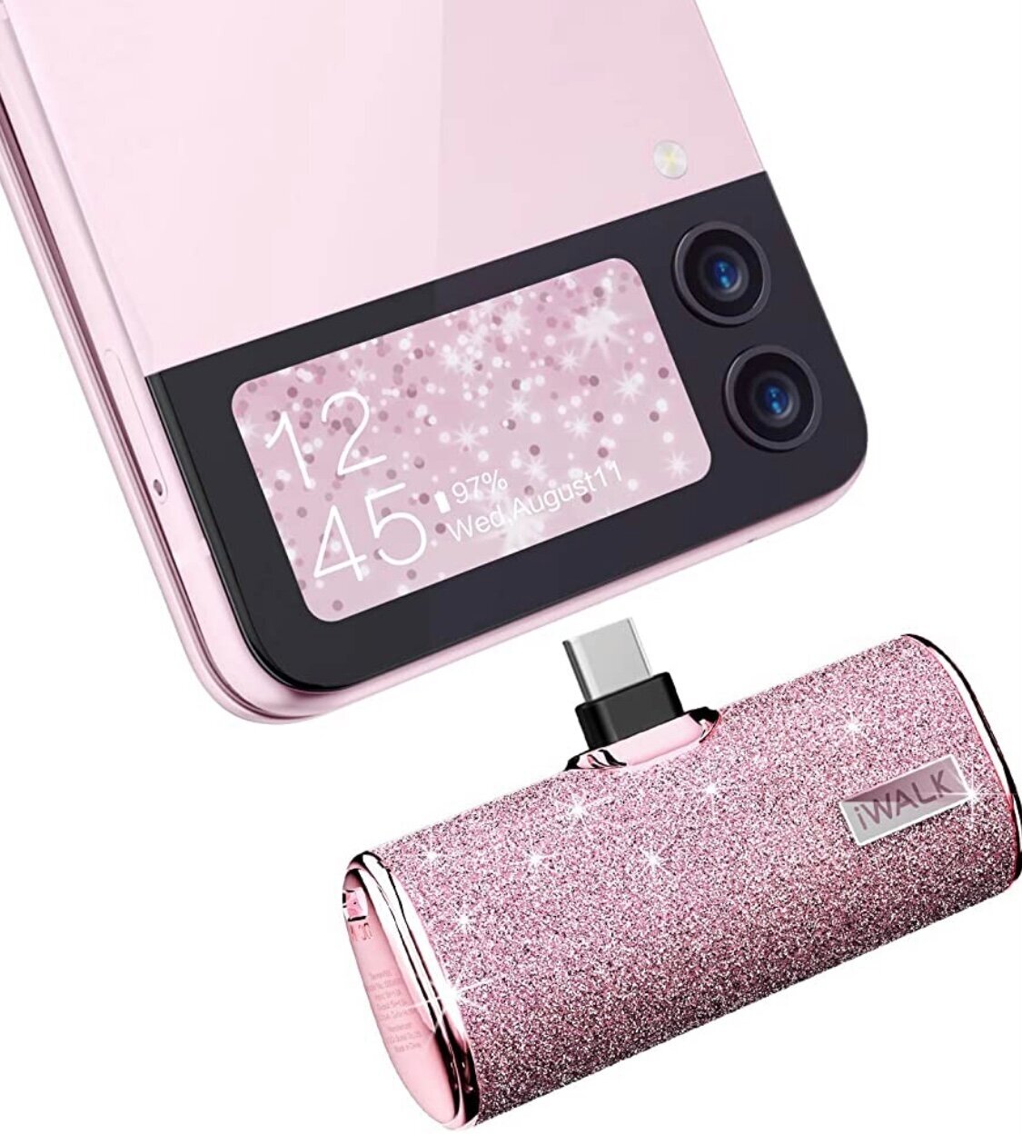 Портативный внешний аккумулятор Power Bank Type-C для Android iWALK 4500 mAh mini, повербанк, пауэрбанк, павербанк, power bank, розовый кристалл