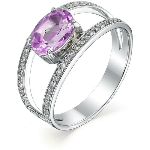 фото Алькор кольцо с аметистом и фианитами из серебра 01-0545-00ам-00, размер 17