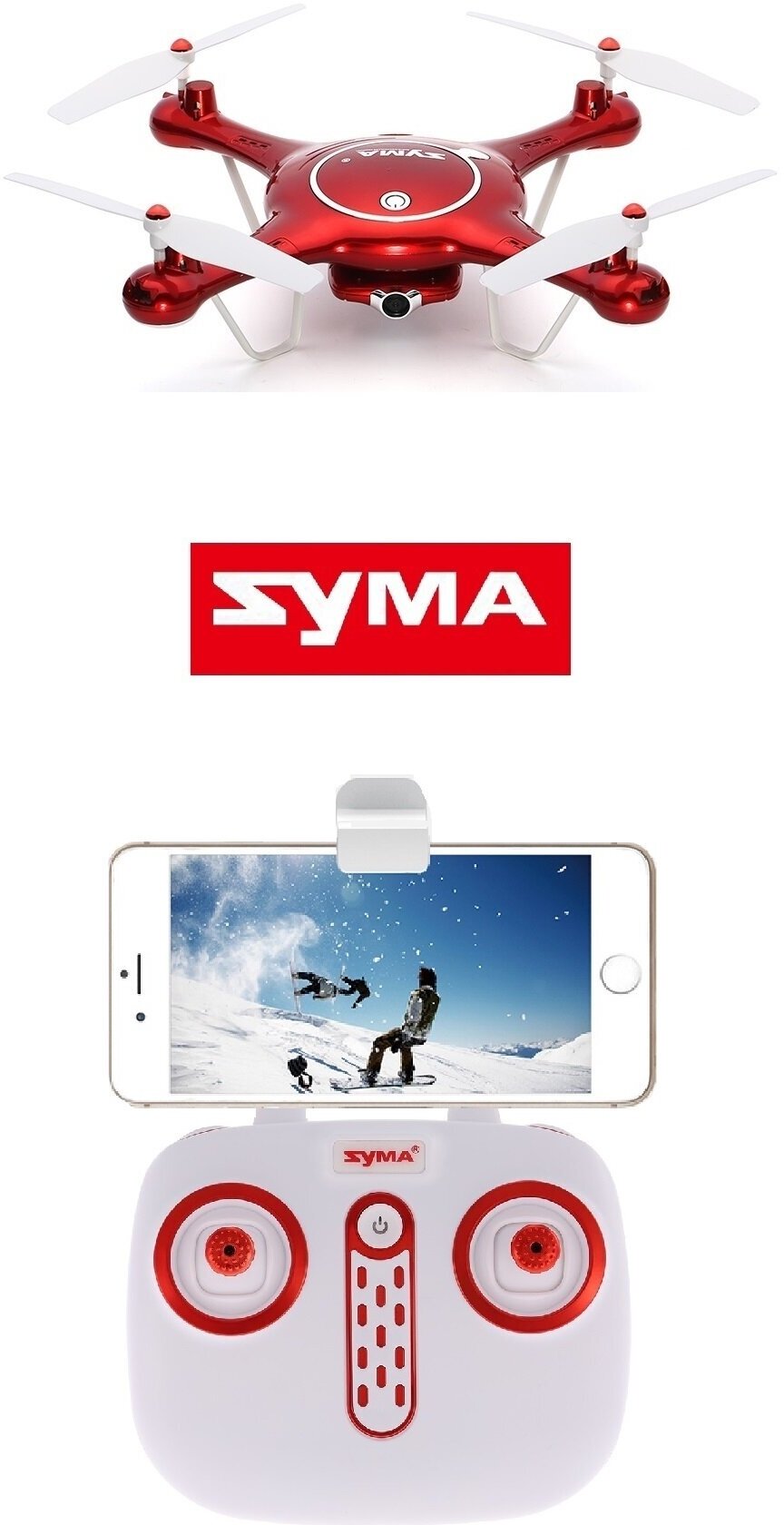 Квадрокоптер SYMA с камерой, красный - фото №6
